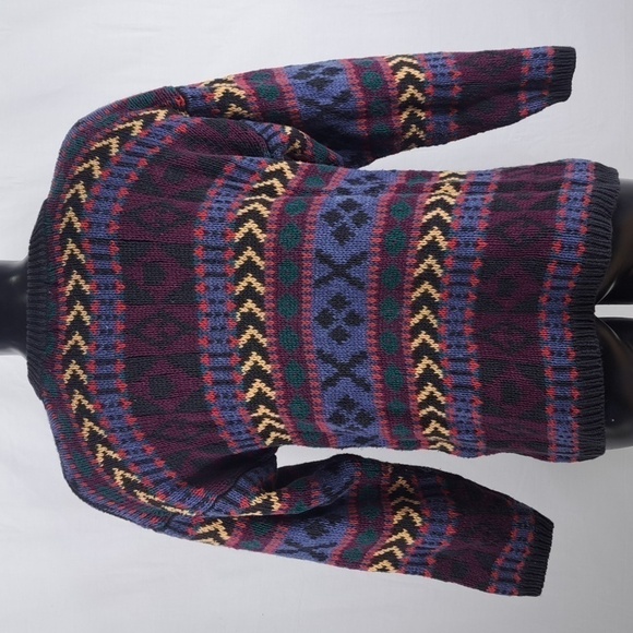 Vintage B.G Basic multicolored V neck Men's LG knit pullover casual sweater - Picture 4 of 5